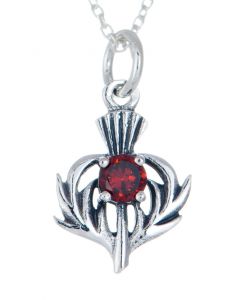 Sterling Silver Celtic Thistle January Birthstone Pendant Necklace