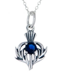 September Thistle  Birthstone  Necklace Sterling Silver