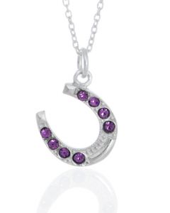 Sterling Silver Lucky Horseshoe 8 Stone Necklace