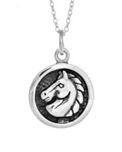Sterling Silver Round Horse head Necklace