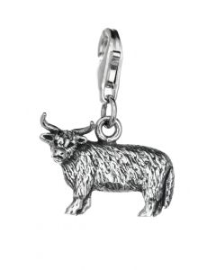 Sterling Silver Highland Cow Clip On Charm