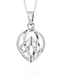 Sterling Silver Raindrop Celtic Weave Pendant Necklace