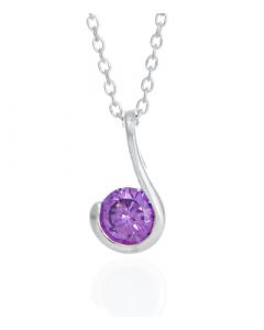 Sterling Silver Circular Set Stone Necklace