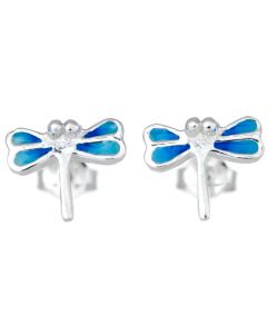 Sterling Silver Enamel Dragonfly Stud Earring