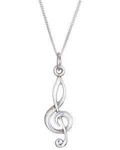 Sterling Silver Large Treble Clef Charm Necklace