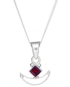 Sterling silver handmade boat shape necklace with semi precious stone (assorted)