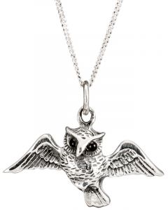 Sterling Silver Flying Owl Necklace