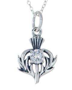  Scottish Thistle April Birthstone  Necklace