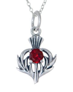 Sterling Silver Celtic Thistle July Birthstone Pendant Necklace