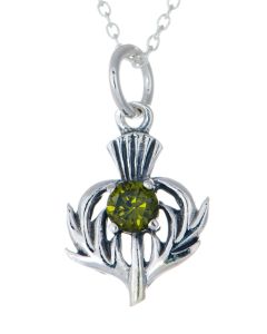 Sterling Silver Celtic Thistle May Birthstone Pendant Necklace