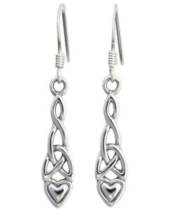 Sterling Silver Celtic Heart Drop Earrings