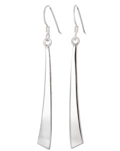 Sterling Silver Long Flat Polished Drop Earrings