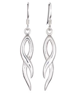 Sterling Silver Cross Over Open Loop Drop Earrings