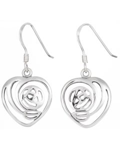 Sterling Silver Love Heart Rennie Mackintosh Drop Earrings