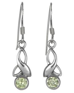 Sterling Silver Celtic Drop Leaf August Birthstone Earrings