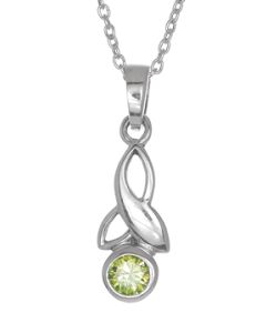 Sterling Silver Celtic Drop Leaf August Birthstone Pendant Necklace