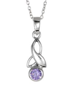 February Birthstone Charm Necklace Sterling Silver Celtic Design