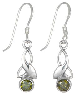 May Birthstone Earrings in Sterling Silver Celtic Hook style
