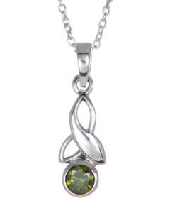 Sterling Silver Celtic Drop Leaf May Birthstone Pendant Necklace