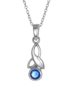 Sterling Silver Celtic Drop Leaf September Birthstone Pendant Necklace