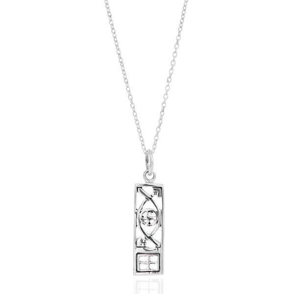 Orecchini Pendenti Rennie Mackintosh Rosa Astratta Argento Sterling 925 Con Confezione Regalo