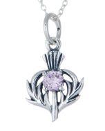 Sterling Silver Celtic Thistle June Birthstone Pendant Necklace
