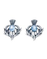 Sterling Silver Thistle March Birthstone Stud Earrings