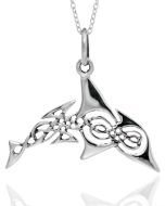 Sterling Silver Celtic Weave Dolphin Charm Necklace