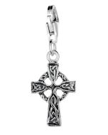 Sterling Silver Celtic Small Cross Clip On Charm