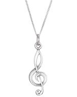 Sterling Silver Large Treble Clef Charm Necklace