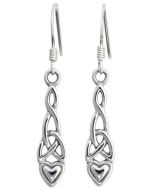Sterling Silver Celtic Heart Drop Earrings