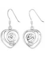 Sterling Silver Love Heart Rennie Mackintosh Drop Earrings