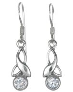 Sterling Silver Celtic Drop Leaf April Birthstone Earrings