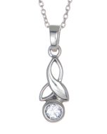 Sterling Silver Celtic Drop Leaf April Birthstone Pendant Necklace