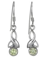 Sterling Silver Celtic Drop Leaf August Birthstone Earrings