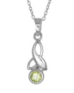 Sterling Silver Celtic Drop Leaf August Birthstone Pendant Necklace