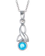 Sterling Silver Celtic Drop Leaf December Birthstone Necklace