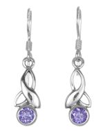 February Birthstone Earrings crafted  from Sterling Silver Celtic design