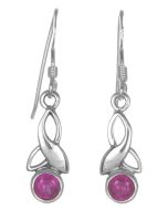 Sterling Silver Celtic Drop Leaf July Birthstone Earrings