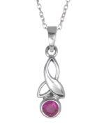 Sterling Silver Celtic Drop Leaf July Birthstone Pendant Necklace