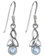 Sterling Silver Celtic Drop Leaf March Birthstone Earrings