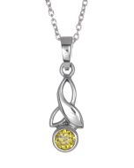 Sterling Silver Celtic Drop Leaf November Birthstone Pendant Necklace
