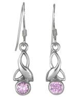 Sterling Silver Celtic Drop Leaf October Birthstone Earrings