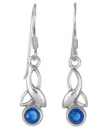 Sterling Silver Celtic Drop Leaf September Birthstone Earrings