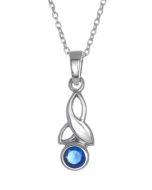 Sterling Silver Celtic Drop Leaf September Birthstone Pendant Necklace
